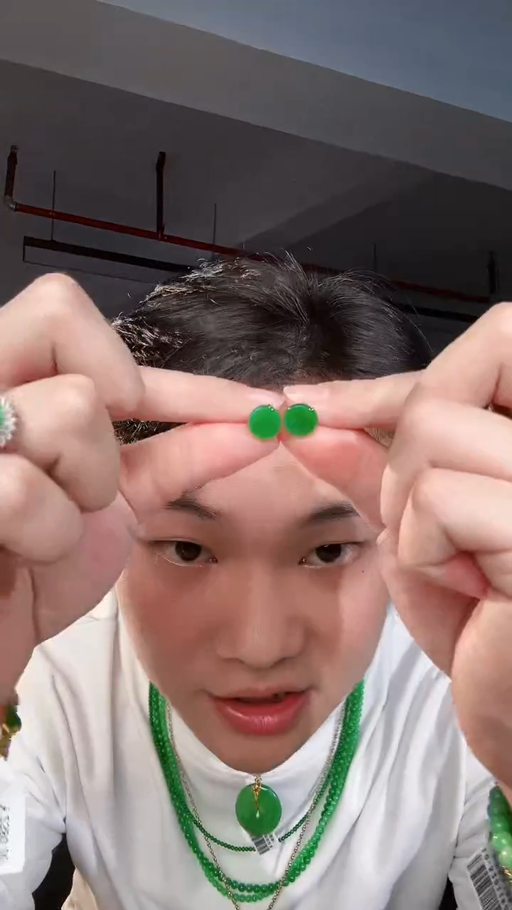 【闪购商品】翡翠耳饰18K金镶嵌缅料A货翡翠/支持复检/一件