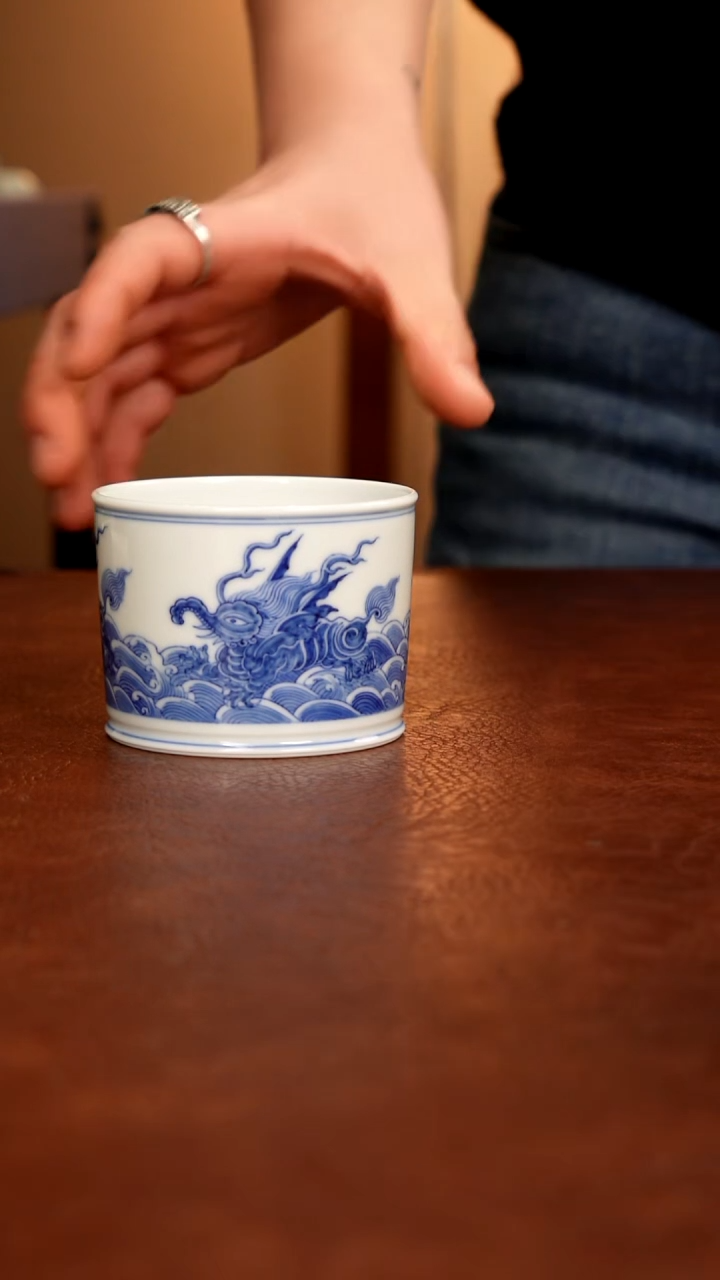 摆件陶景德镇瓷器，青花瓷手绘茶具~