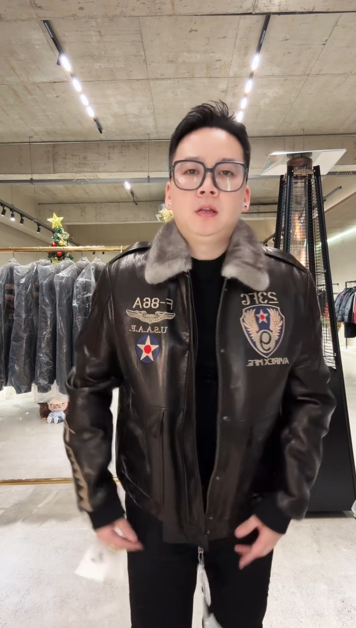 人**味男士水貂真皮夹克 60码