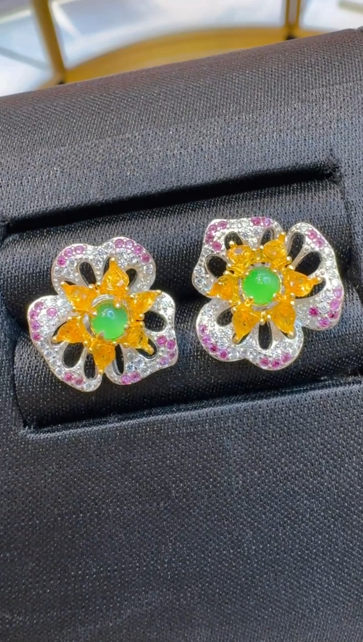 银S925镶嵌翡翠耳饰多样性团购发一件