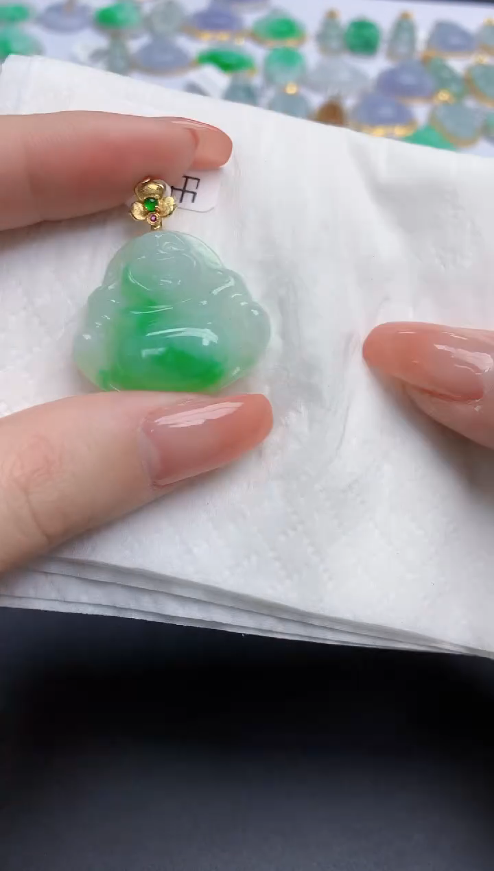 【闪购商品】翡翠颈饰18K金镶嵌天然缅甸翡翠A货