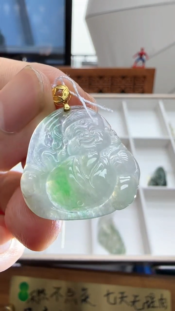 【闪购商品】翡翠挂件18K金镶嵌A货翡翠多样性孤品