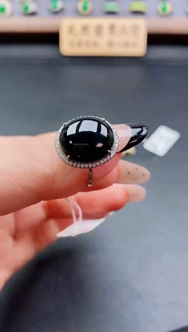 银S925镶嵌戒指翡翠1