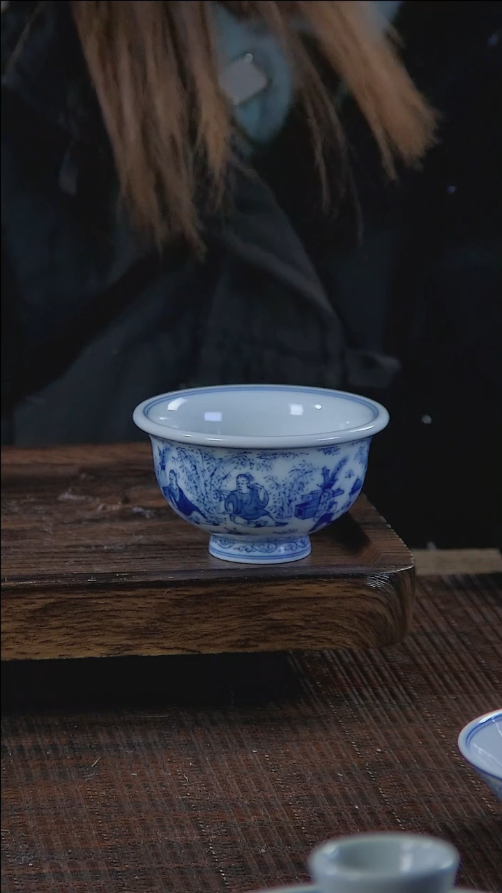 【闪购商品】折葵非器手工手绘竹林七贤小压手杯