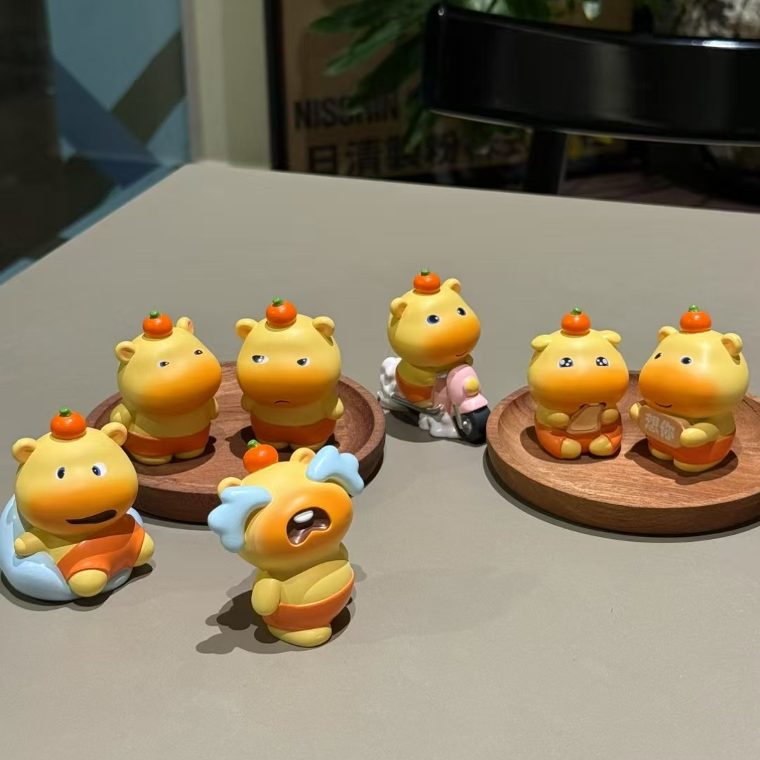 整端6个【水豚噜噜】直播拆创意DIY桌面摆件