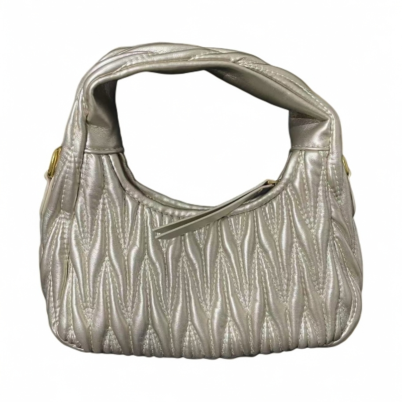 LQ-刘浩存同款-褶皱手提hobo-香槟金-10669