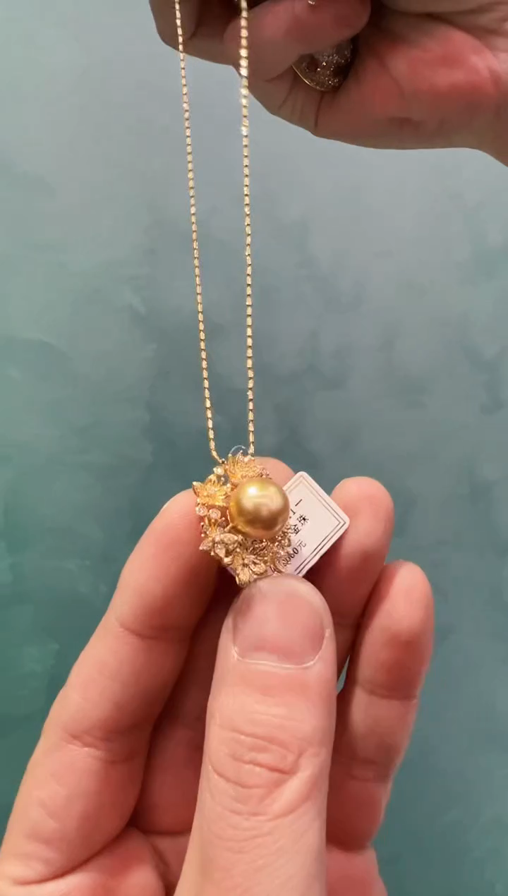 【闪购商品】海水珍珠吊坠(赠链)18K金镶嵌10【】珠径11+