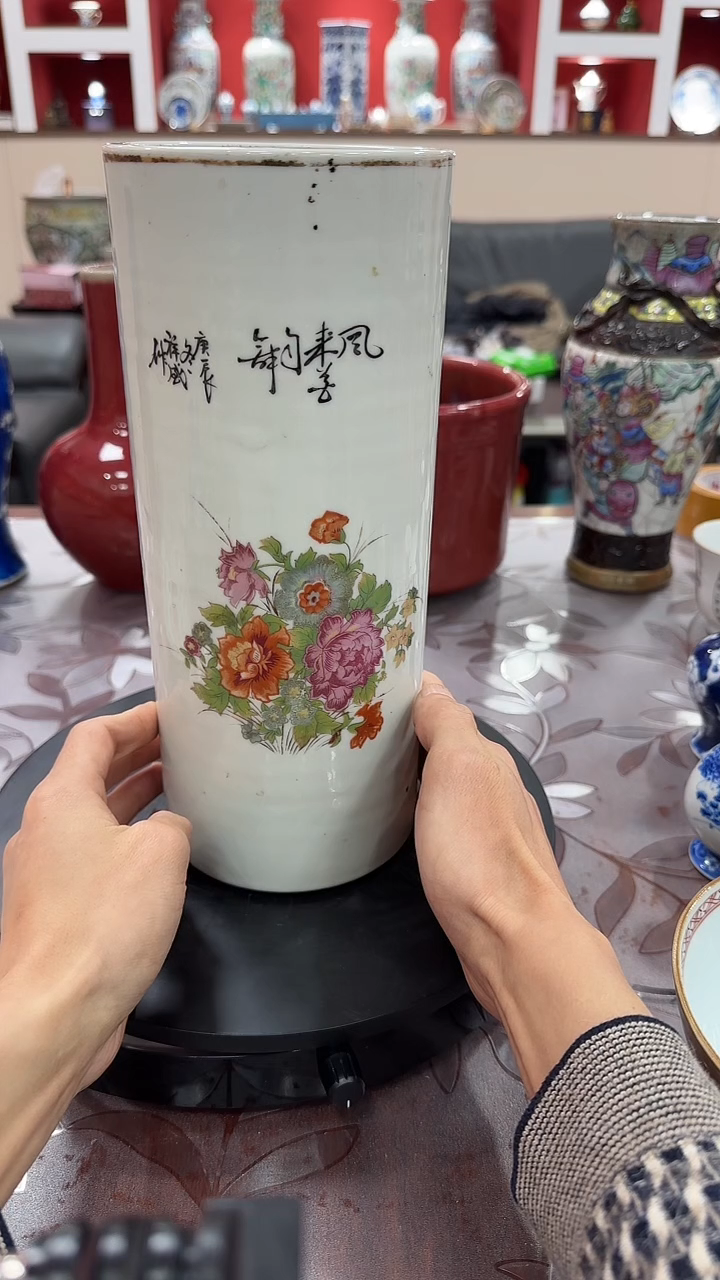 帽筒有冲，贴花花卉