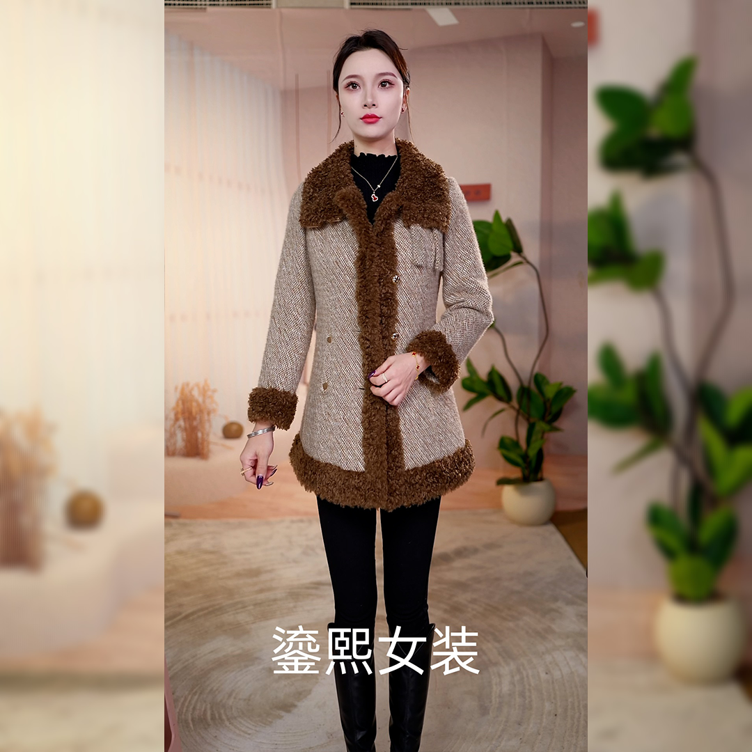 【鎏熙女装】25A-899高贵时尚加棉外套修身洋气显档次女秋冬季外套