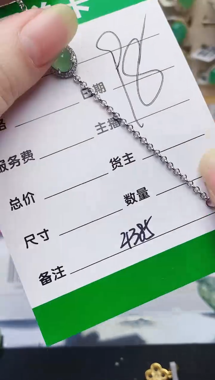 颈饰银S925镶嵌翡翠4385