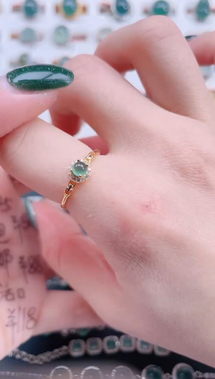 银S925镶嵌戒指翡翠天然翡翠