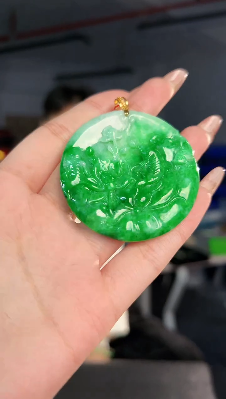 【闪购商品】翡翠颈饰18K金镶嵌缅料A货翡翠/支持复检/一件