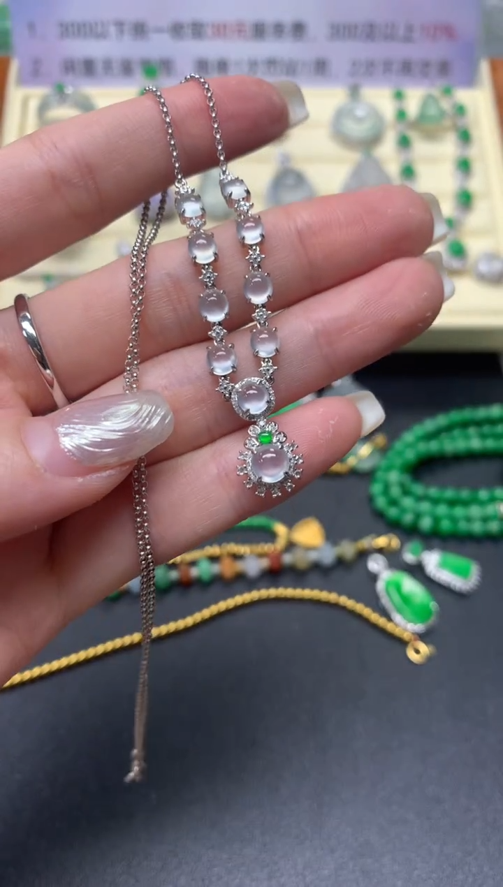 【闪购商品】翡翠套链18K金镶嵌套链|8500+850