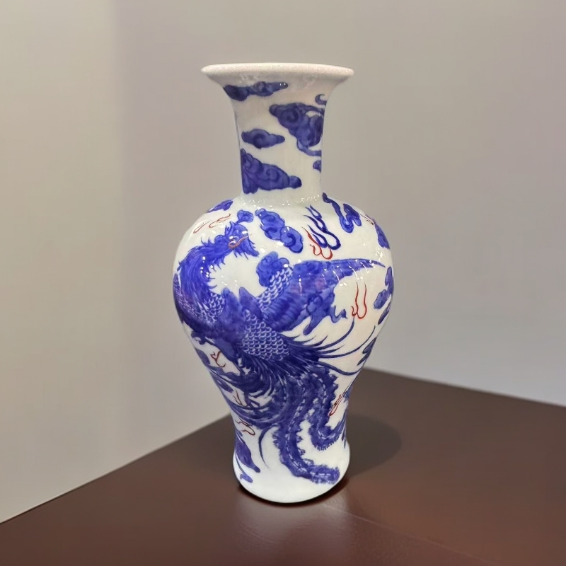 景德镇青花龙凤呈祥花瓶Q8