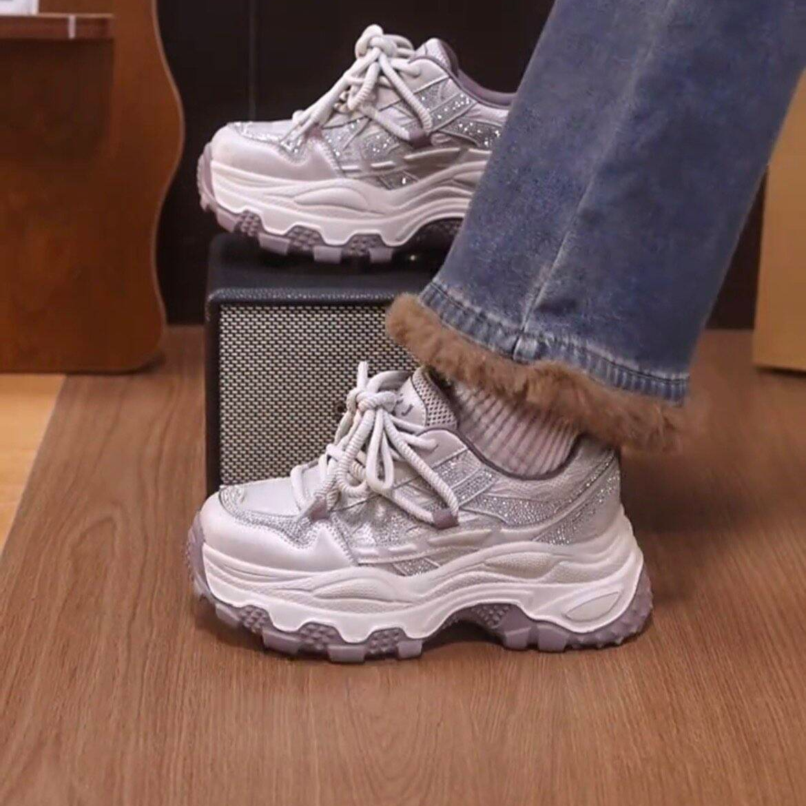 2025秋冬新款增高6CM加绒加厚时尚潮流百搭女鞋休闲鞋女鞋