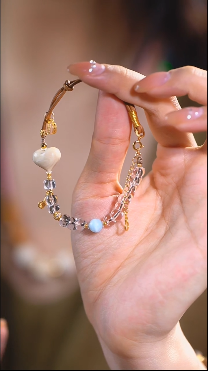 手串/手链/手镯猛犸象牙屁桃白水牛皮绳单圈