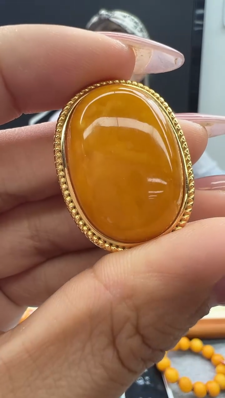 【闪购商品】琥珀戒指未镶嵌57秒拍号