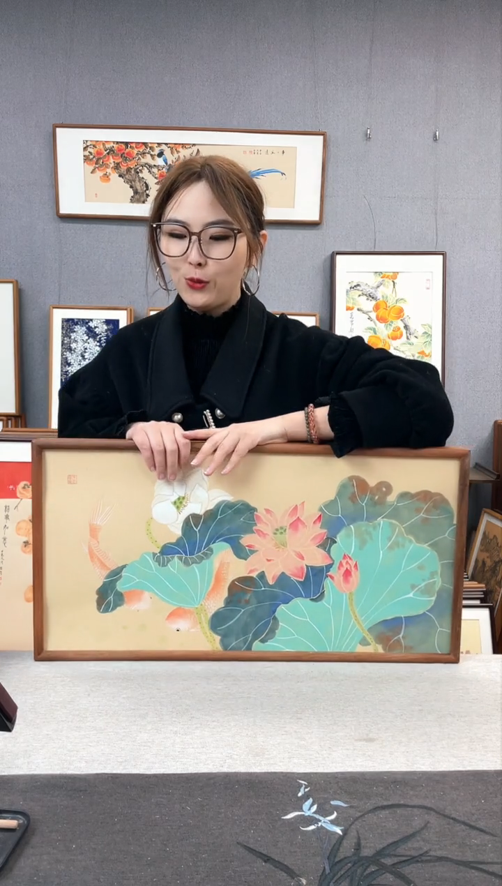 【闪购商品】国画手写手绘带框作品-35*68-