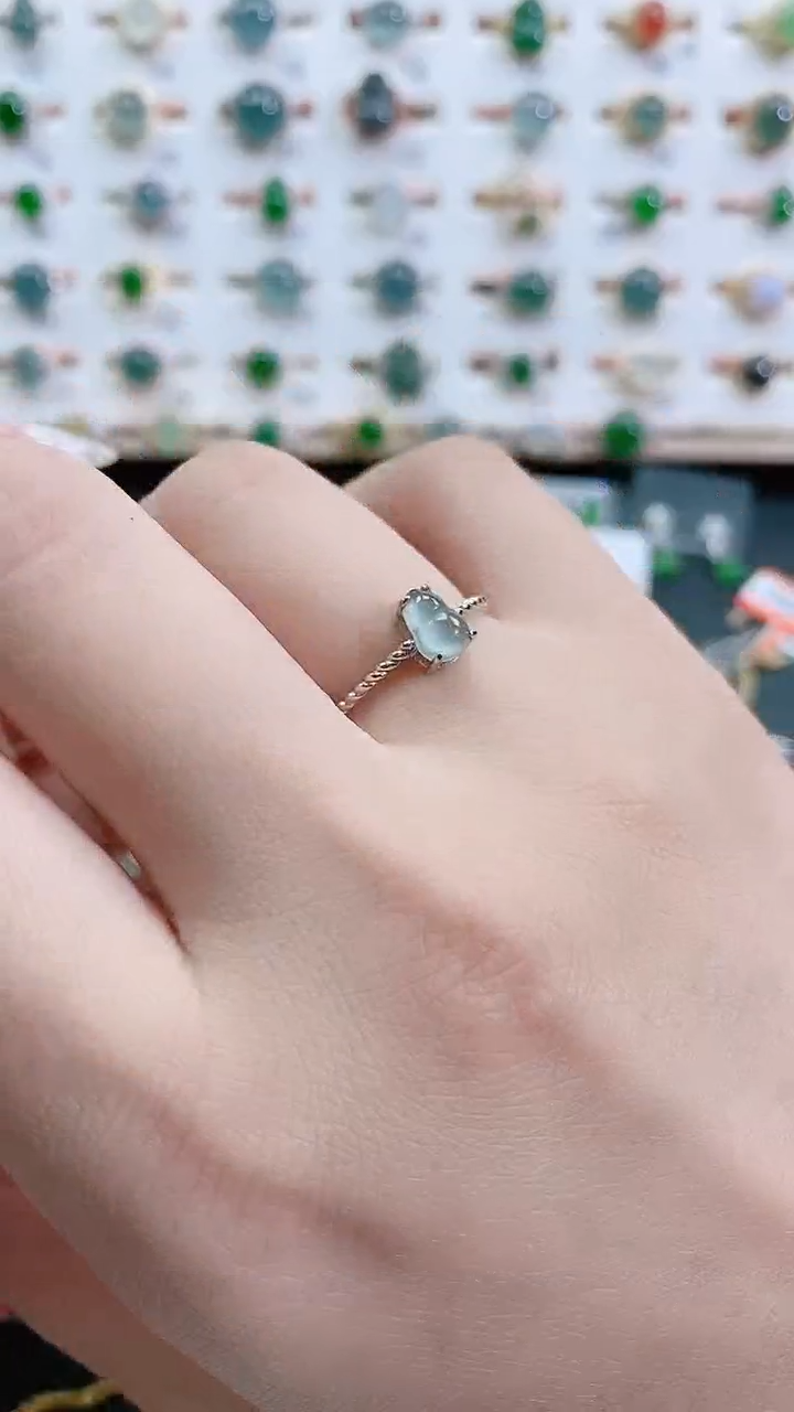 银S925镶嵌戒指翡翠天然翡翠