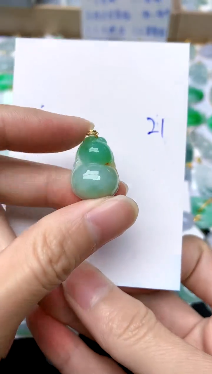 【闪购商品】翡翠颈饰18K金镶嵌21天然A货翡翠