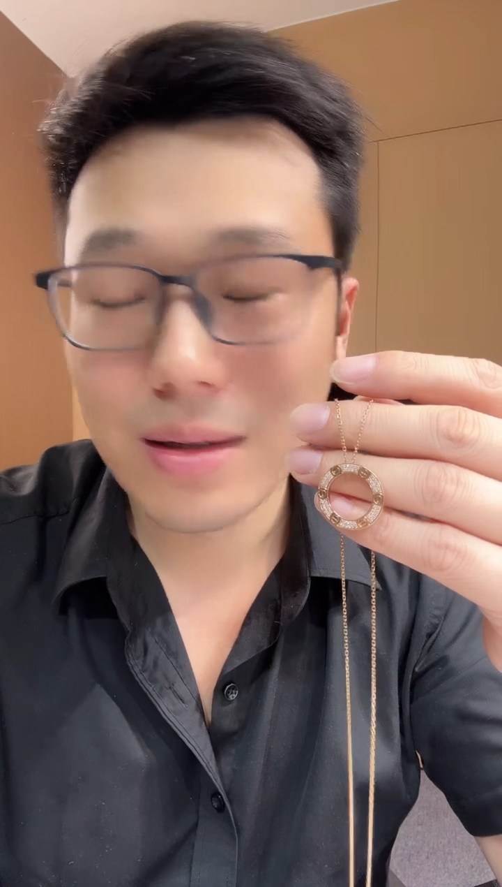 【闪购商品】钻石套链18K金镶嵌k玫大饼套链GHJ