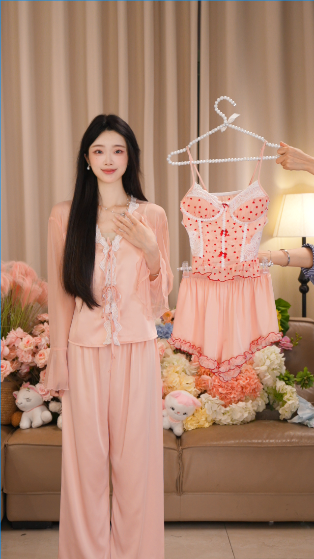 【芝芝莓莓】夏季甜美性感蕾丝吊带裙女士性感纯欲居家睡衣