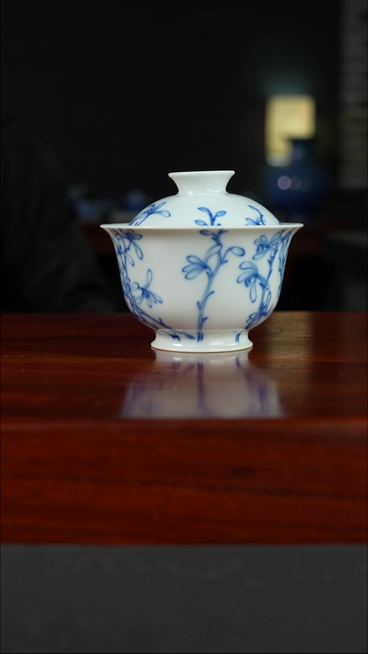 祖传窑真柴窑传承400年九兰二才盖碗