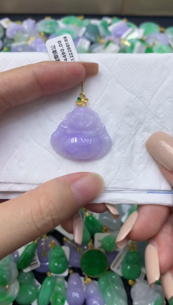 颈饰18K金镶嵌翡翠天然缅甸翡翠A货