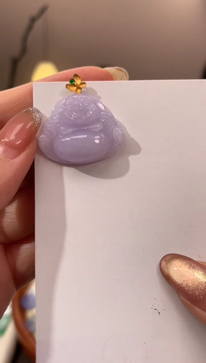 【闪购商品】翡翠颈饰18K金镶嵌天然缅甸a货翡翠