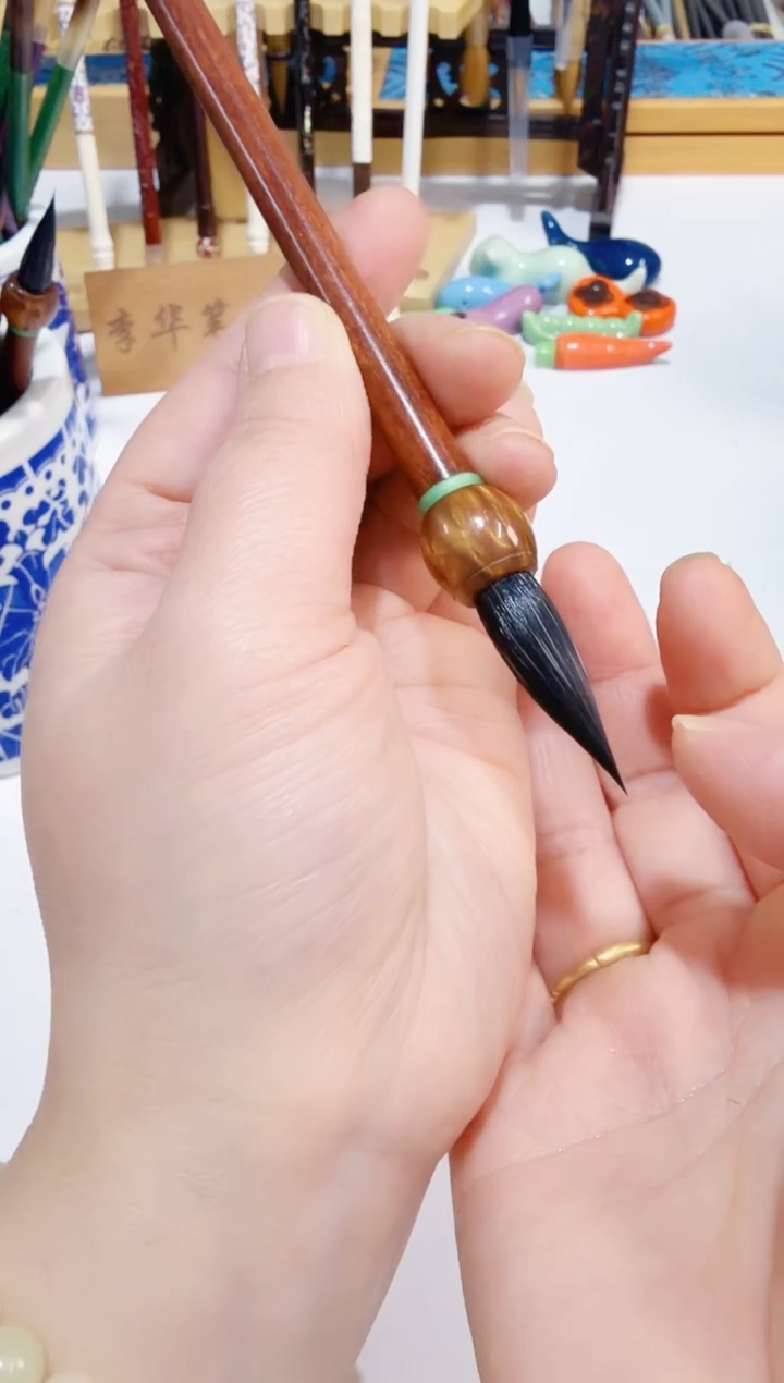 南溪 新款檀木杆玄狐紫毫1支 出锋3.0 口径0.8