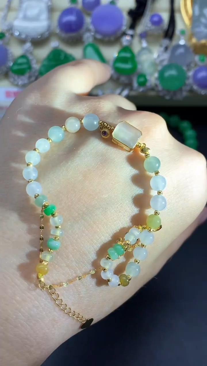 18K金镶嵌手链翡翠274-中国好珍宝