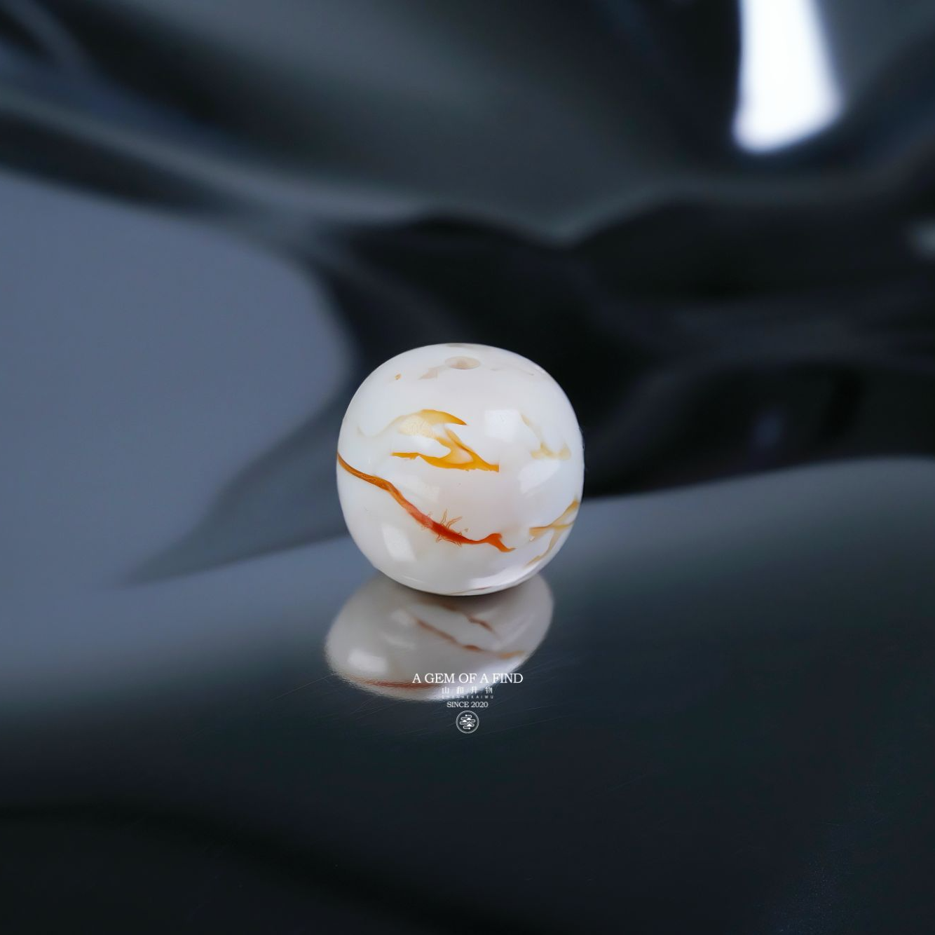 山和开物｜10mm粉沁彩沁妖花瓷白顺纹老型文玩配饰 天然琥珀蜜蜡