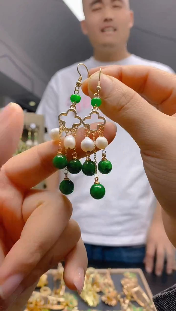 【闪购商品】翡翠耳饰合金0200翡翠耳钩