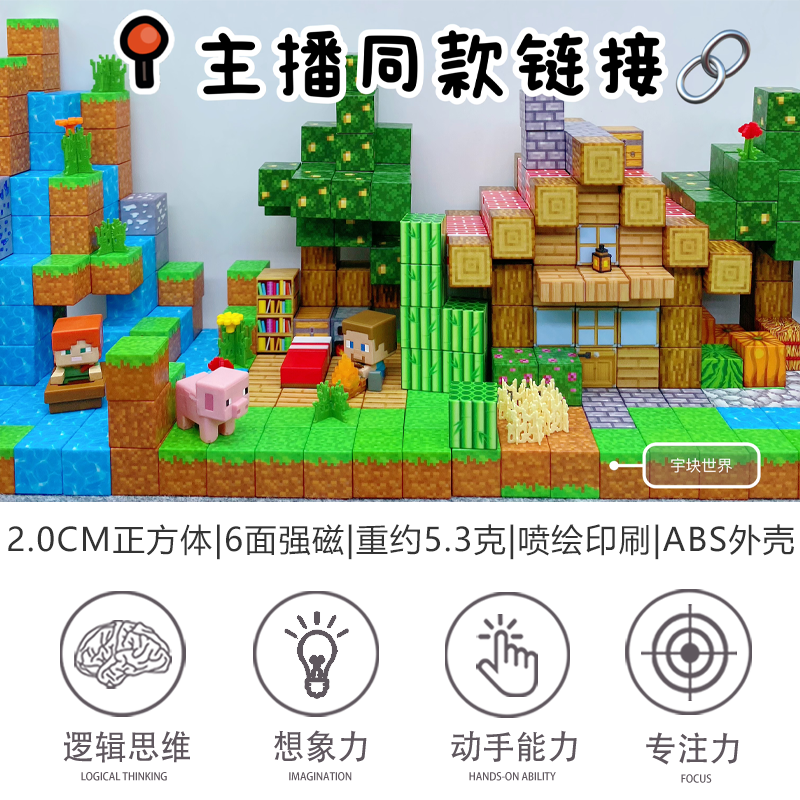 直播专属我的磁力世界积木磁力方块磁铁迷你益智拼装男孩玩具