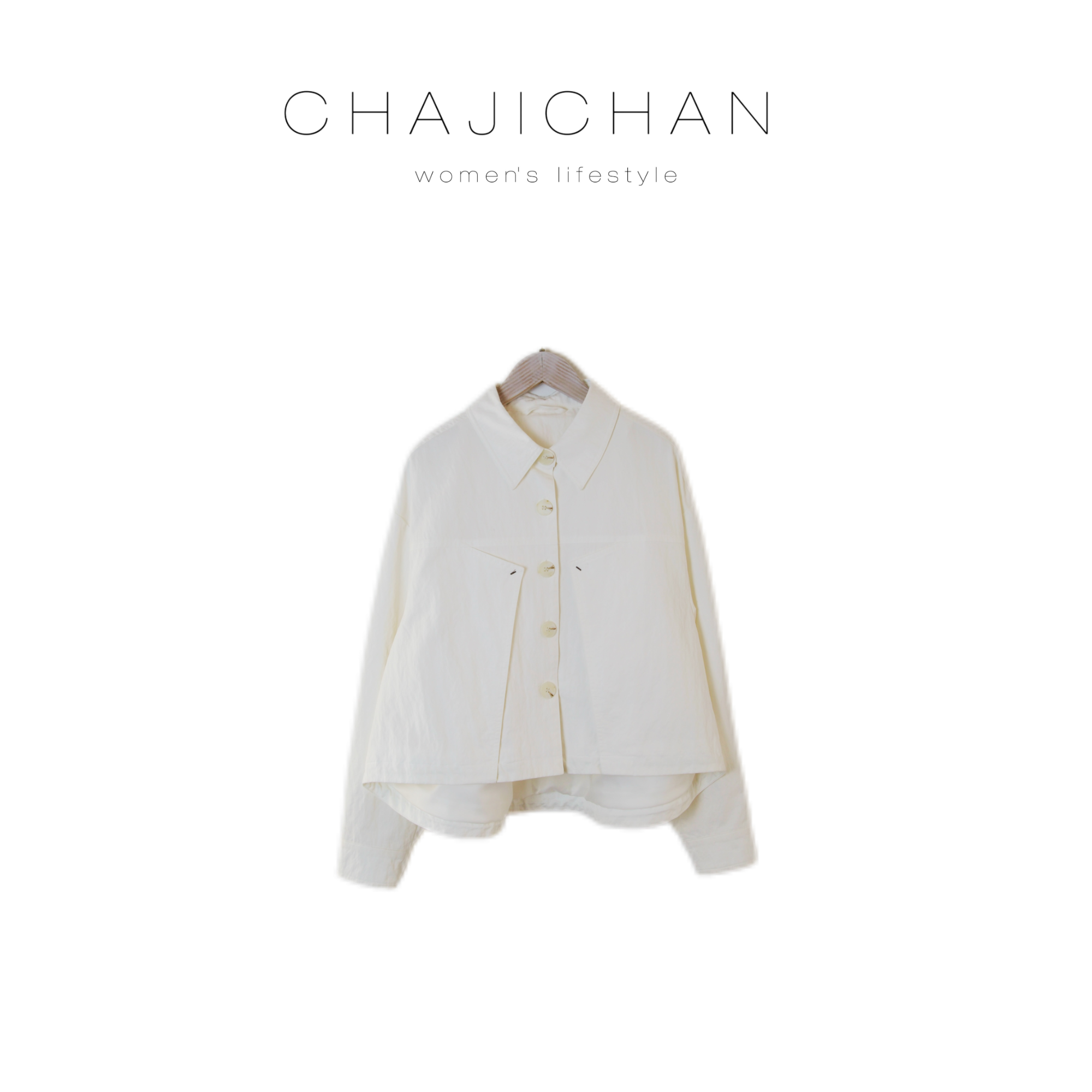 CHAJICHAN 棉质短款风衣外套女士春秋款气质简约风休闲百搭款