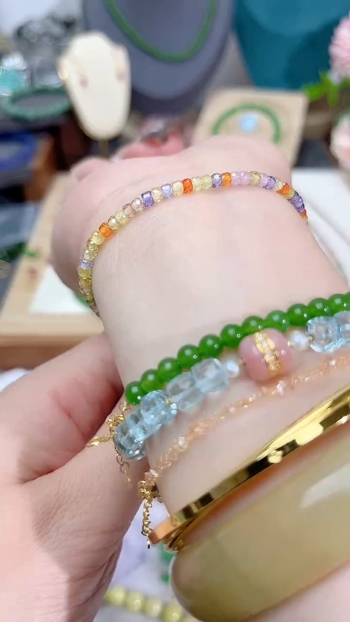 【闪购商品】彩色蓝宝石手链银S925镶嵌多宝45