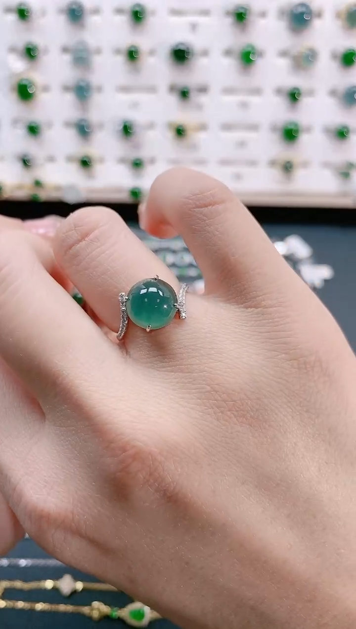 【闪购商品】翡翠戒指银S925镶嵌天然翡翠