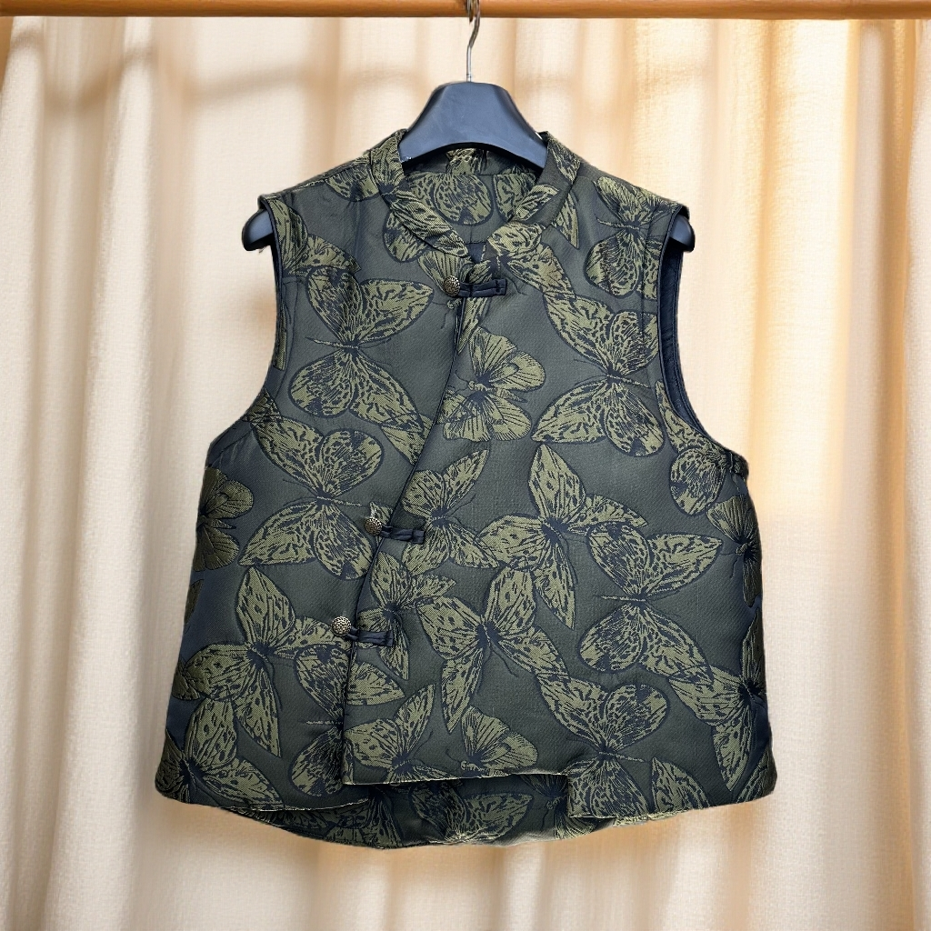 2025夹棉马甲蝴蝶翩翩起舞百搭时尚保暖冬季复古宽松型