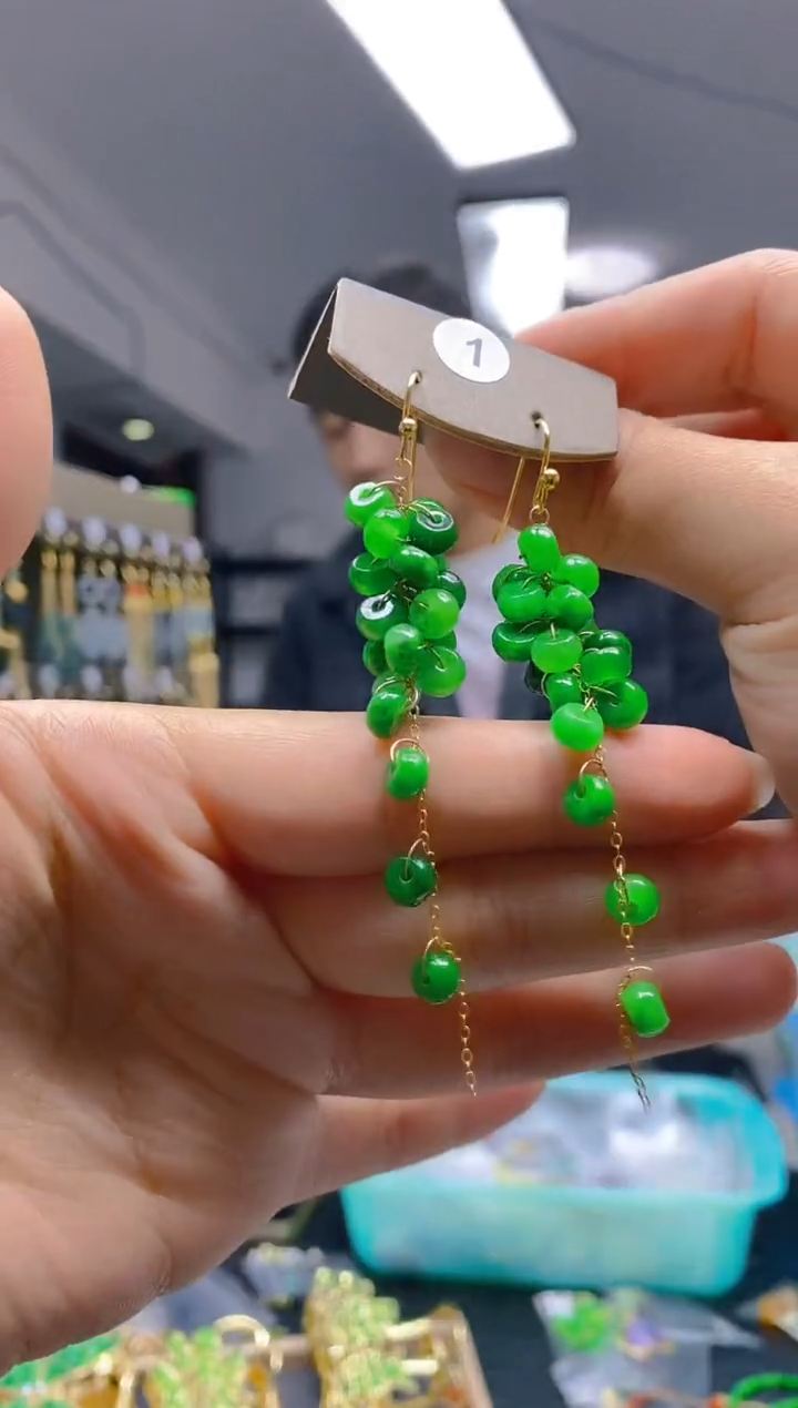 【闪购商品】翡翠耳饰合金0181翡翠耳钩