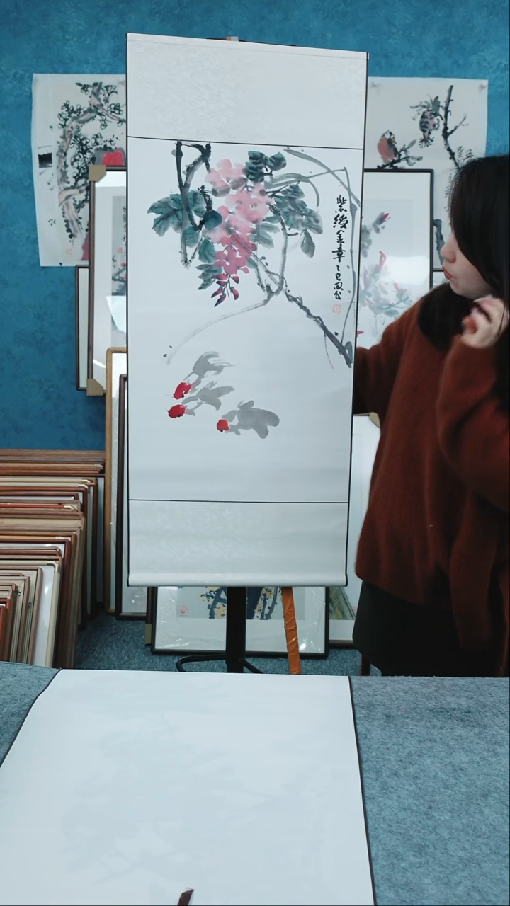 【闪购商品】国画110*45本土老师卷轴
