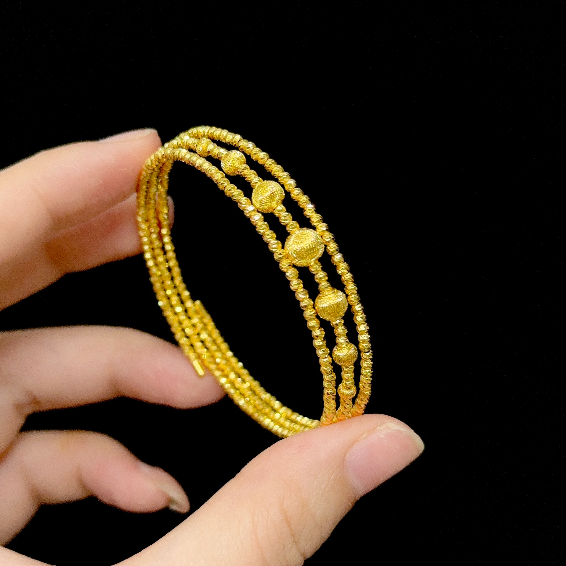 黄金足金999 5G精品三层夹心幻影手镯（记忆钢丝）