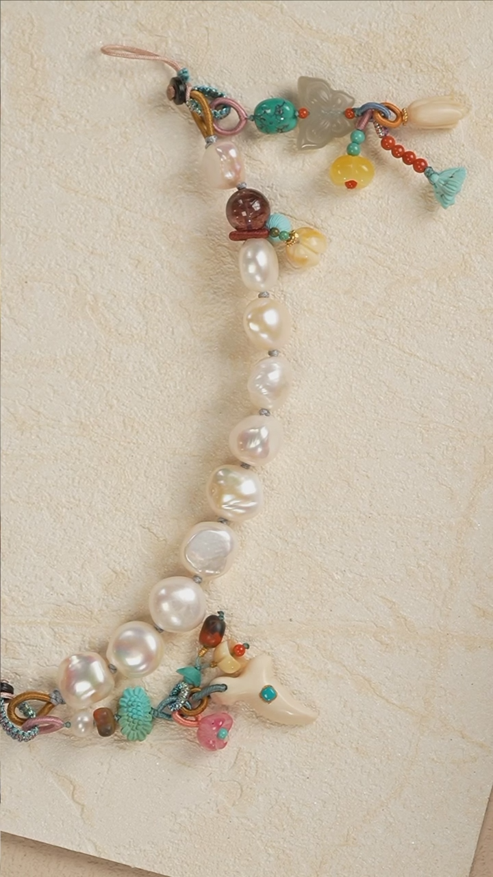 【闪购商品】淡水珍珠手机链银S925镶嵌S3309