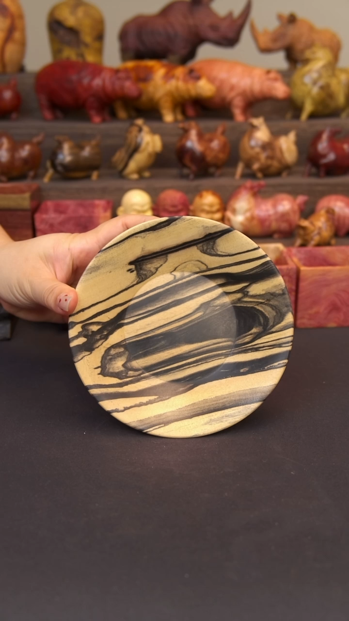 交趾黄檀（大红酸枝）黑白檀斗笠盘