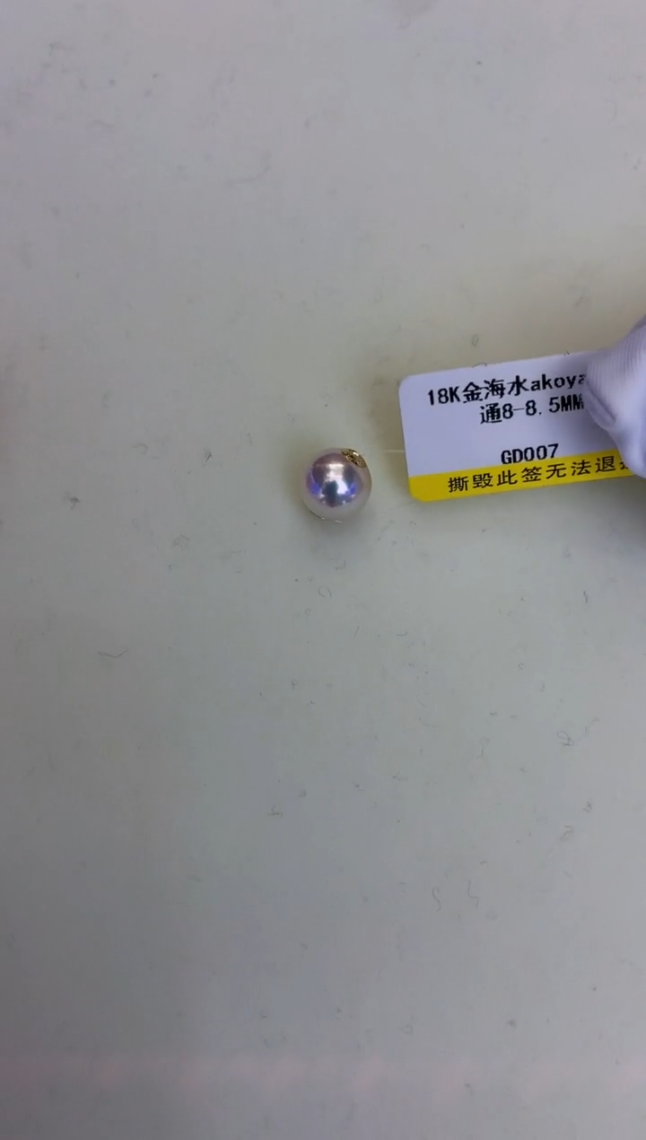 18K金镶嵌DA海水珍珠 GD007 8-9 路路通吊坠赠银链