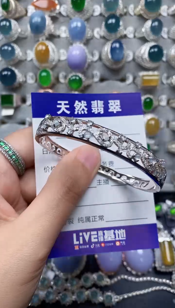 【闪购商品】翡翠手镯银S925镶嵌0402