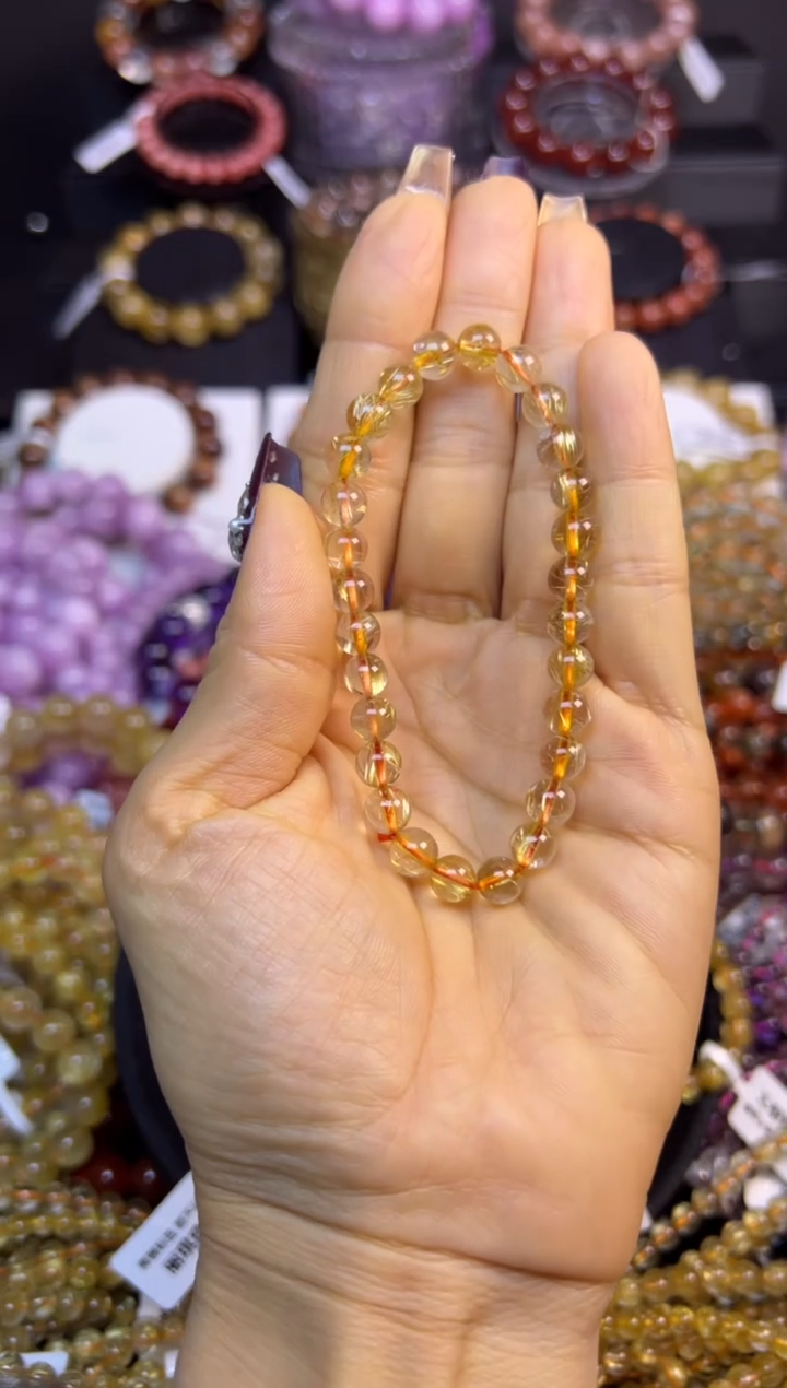 未镶嵌手串水晶金发晶6.5mm