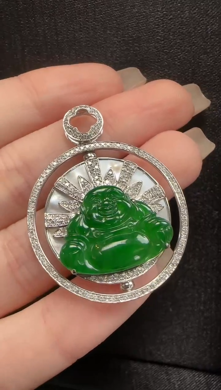 【闪购商品】翡翠颈饰18K金镶嵌010玉佛一个