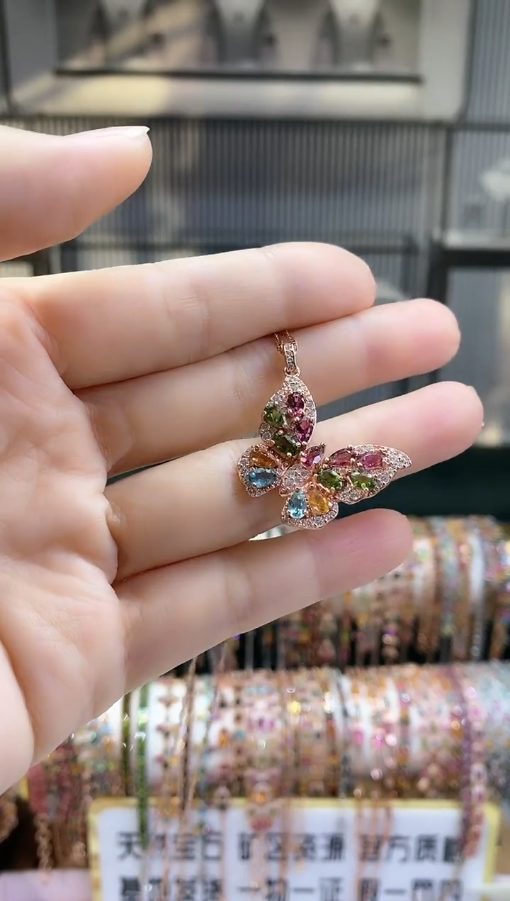 银S925镶嵌吊坠碧玺66666666666666