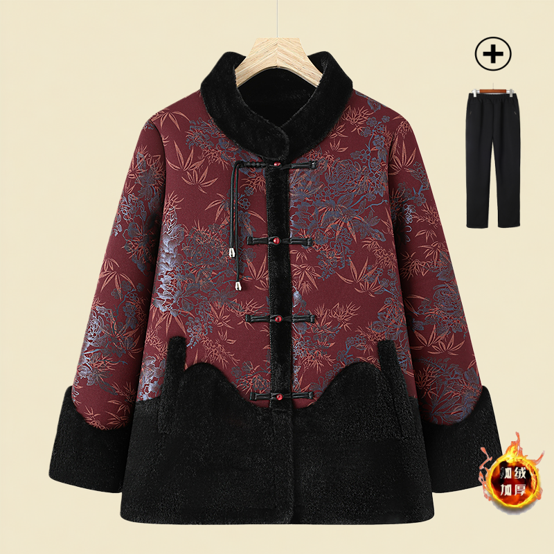2025年国风妈妈冬装棉袄女保暖老年人外套奶奶老太太加厚加绒棉衣