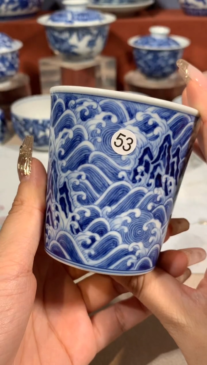 【闪购商品】摆件青花海浪可乐杯
